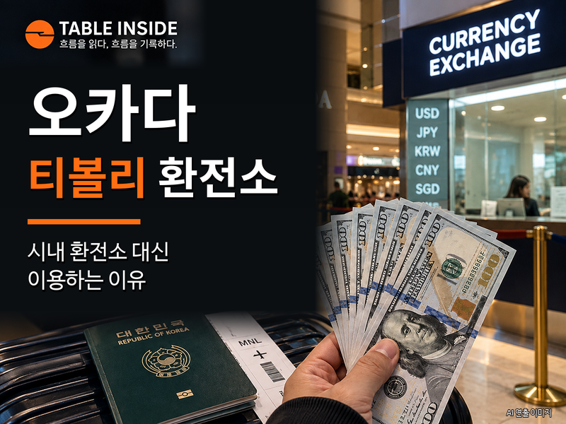 마닐라 오카다 카지노 내부 티볼리 환전소 및 외부 사설 환전소 비교